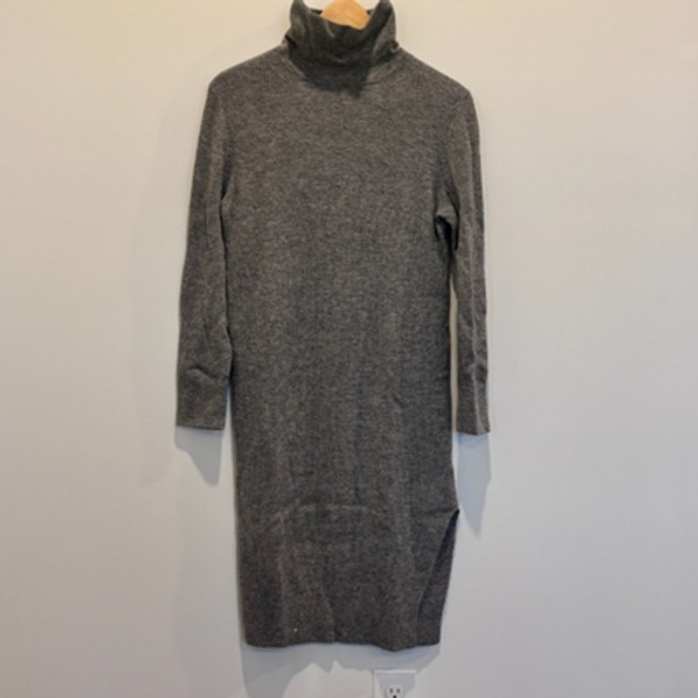 AllSaints Sweater Dress Womens Medium Gray Roza Jumper Turtleneck Wool Blend